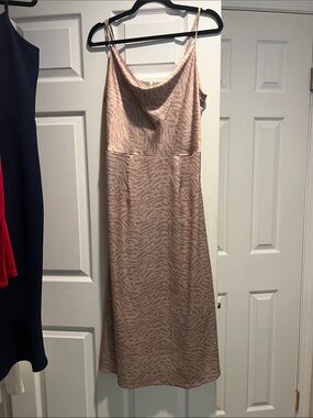 Women’s Midi Slip Dress in Blush Animal Print